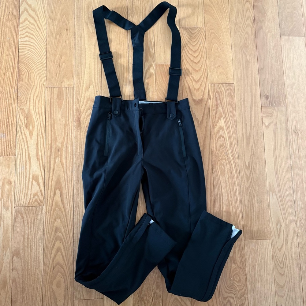 Black womens ski pants with suspenders